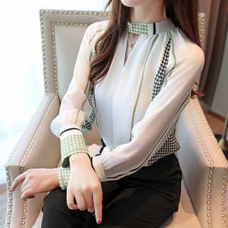 Áo kiểu nữ tay dài phong cách Hàn Quốc