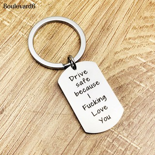 Bou Carving Letter Dog Tag Pendant Key Chain Keyring