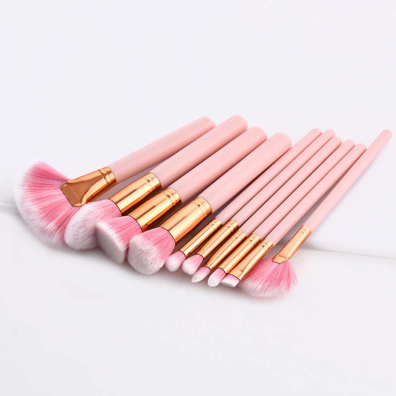 Bộ 10 Cọ Trang Điểm Cá Nhân Màu Hồng Ombre Đáng Yêu Lông Mịn T-10-083
