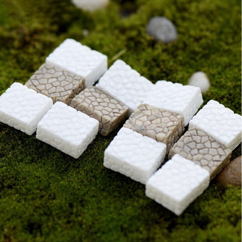 Bộ 10 bậc thang đá mini bằng resin trang trí sân vườn