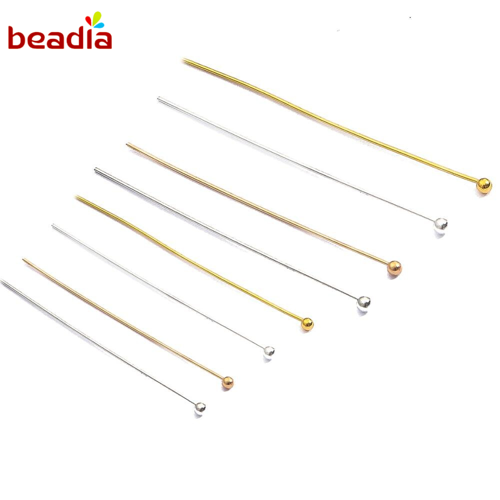 BEADIA Set 200 Ghim Đầu Bi Kim Loại Làm Trang Sức Thủ Công 16 20 25 30 35 40 50mm