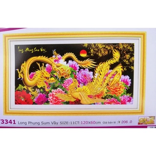Tranh thêu chữ thập Long phụng sum vầy 1m20 LV3341