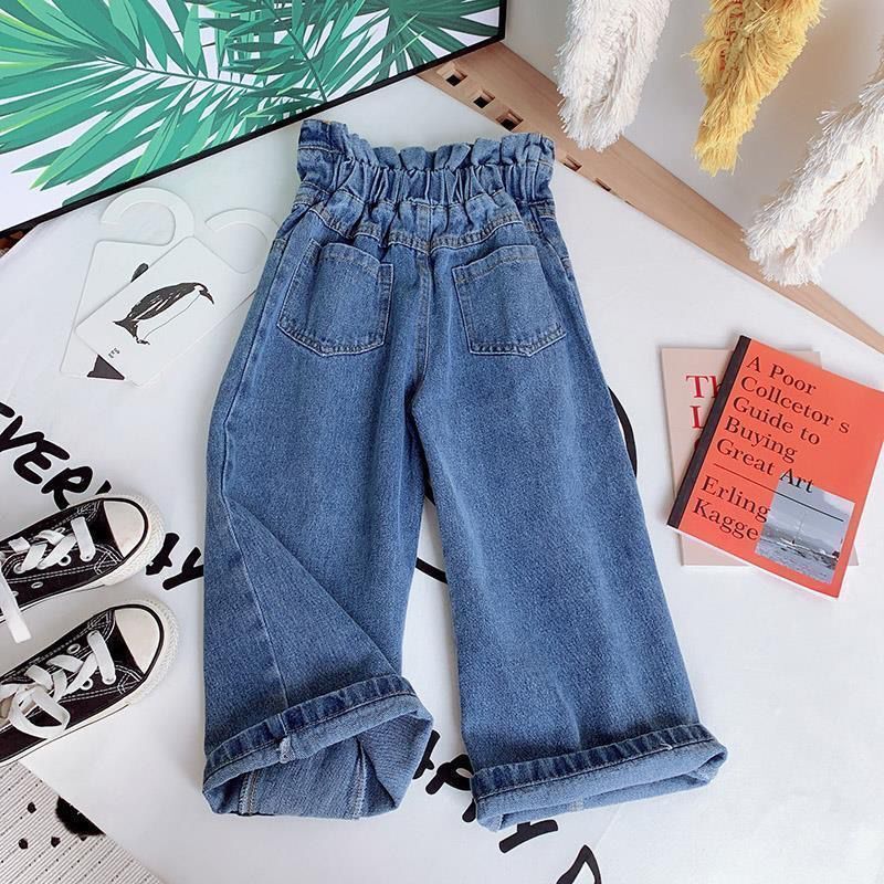 Quần jeans dài ống rộng phong cách Hàn Quốc cho bé gái