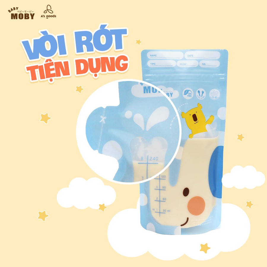 TÚI TRỮ SỮA MOBY 240ML / 24 TÚI