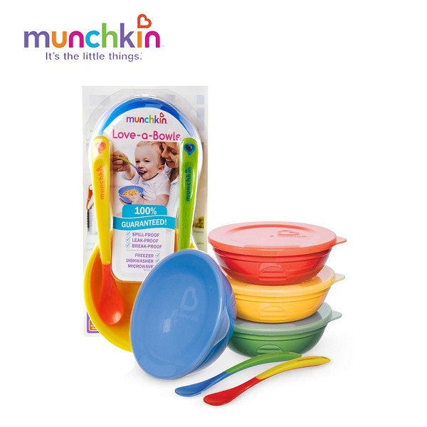 Bộ 4 bát có nắp và 2 thìa Munchkin V951