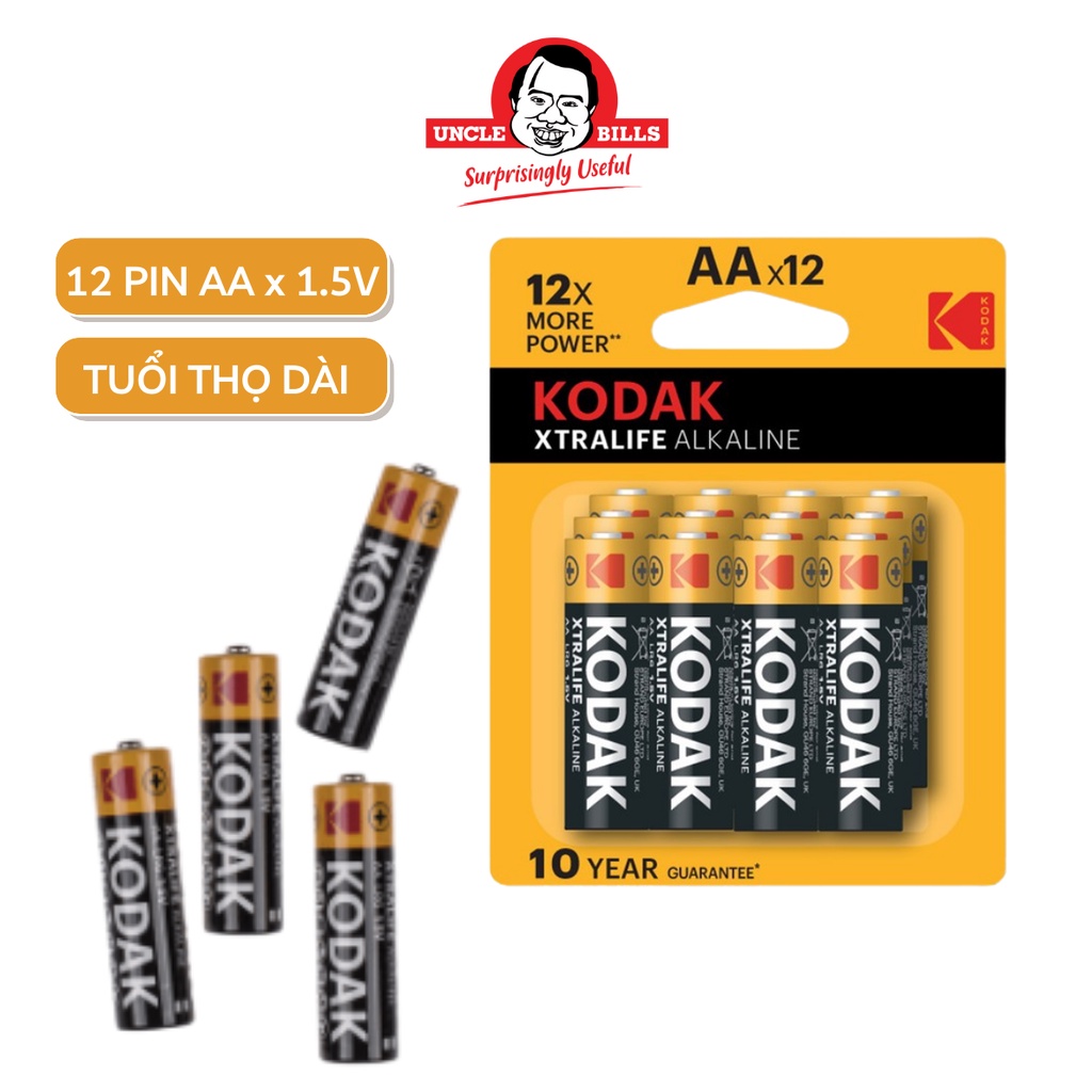 Bộ 12 Pin Kodak Alkaline AA điện thế 1.5V Uncle Bills IB0219 chính hãng nhập khẩu