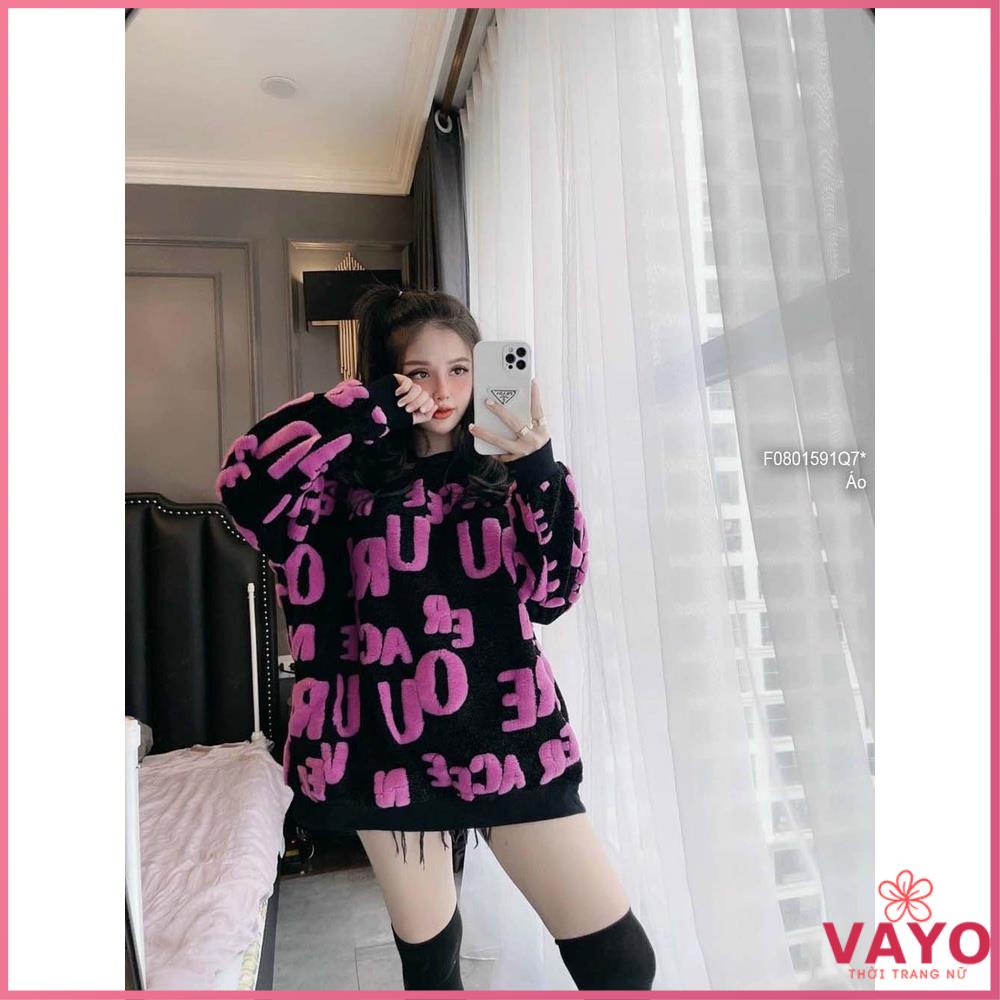 Áo Len Nữ Form Rộng VAYO, Áo Len Cổ Tròn Tay Dài Đẹp Dáng Rộng Kiểu Hàn Quốc Thời Trang Thu Đông Chữ Dưới 70kg | BigBuy360 - bigbuy360.vn