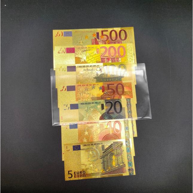 Trọn Bộ Tờ EURO Mạ Vàng Sang Chảnh Plastic 7 TỜ - Từ 5 - 500 EURO