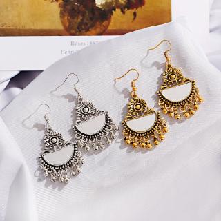 Gypsy Retro Hoa Gương Tây Tạng Bông Tai Tua Rua Ấn Độ Jhumka Bông Tai Nữ Bohemian Bông Tai