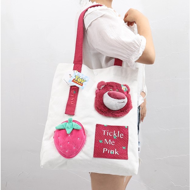 [ CHÍNH HÃNG ] Túi vải tote đeo vai chính hãng Disney nhân vật Lotso - Pooh
