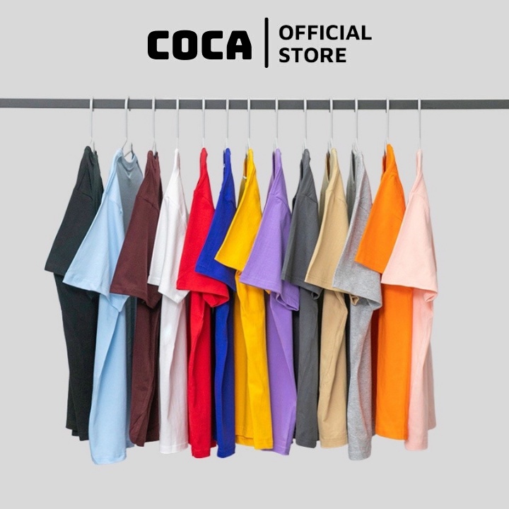 Áo thun tay lỡ trơn basic dáng rộng unisex dành cho nam nữ dưới 75kg COCA 102