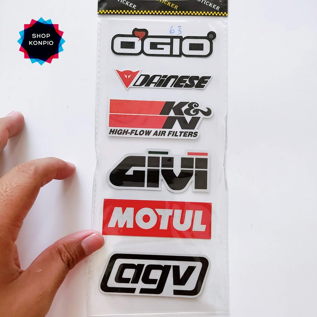 Bộ Tem Sticker Phản Quang Ogio Givi Agv Cao Cấp Dán Xe Máy, Ô Tô, Mũ Bảo Hiểm, Chống Thấm Nước, Chống Bay Màu