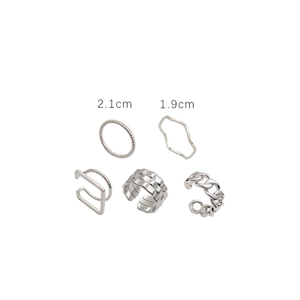 Set 5 Nhẫn Đeo Khớp Ngón Tay Phong Cách Hip Hop Hàn Quốc Đơn Giản Cho Nữ