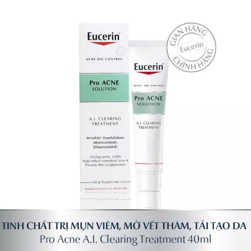 Tinh Chất Eucerin Pro ACNE Solution A.I Clearing Treatment Giảm Mụn Viêm, Mờ Vết Thâm 40ml