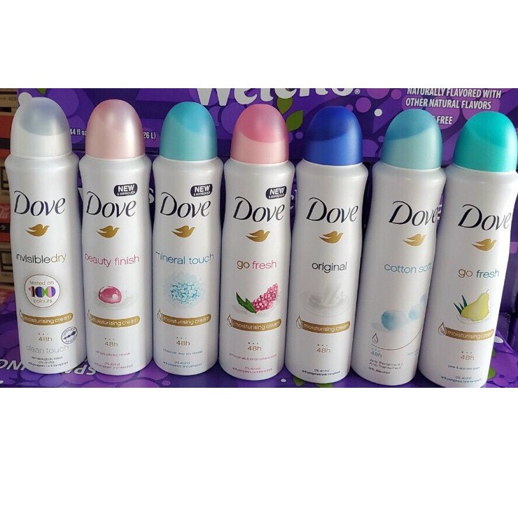 Xịt khử mùi Dove đủ mùi 150ml( lấy màu ngẫu nhiên)