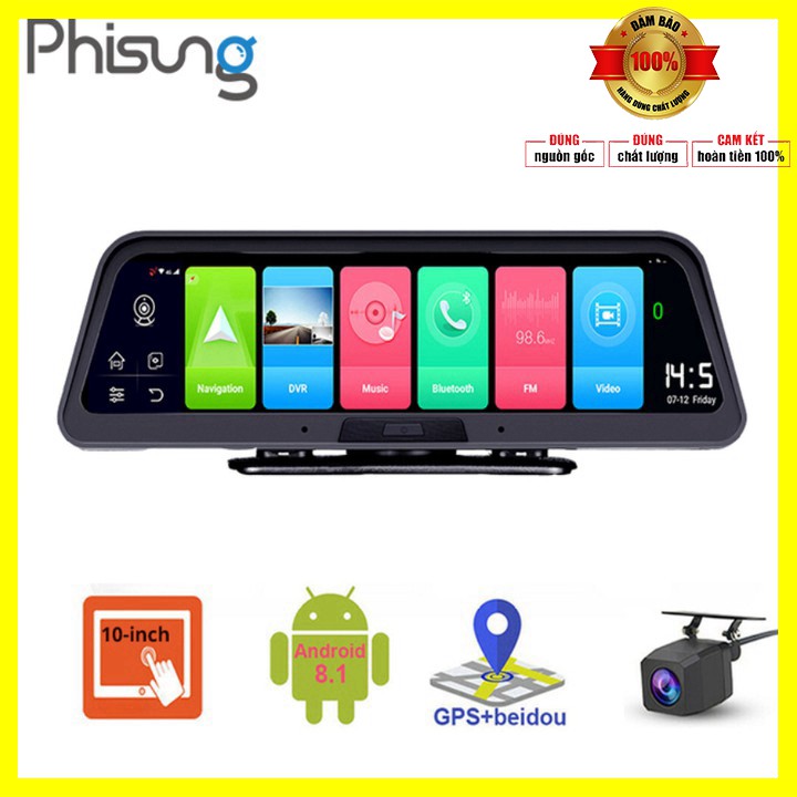 [ BẢO HÀNH 12 THÁNG] Camera hành trình đặt taplo ô tô cao cấp Phisung Q98 tích hợp 4G, Wifi, định vị GPS , android 8.1 | BigBuy360 - bigbuy360.vn