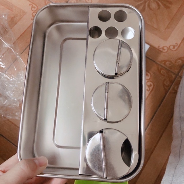 Khay inox y tế  3 cốc