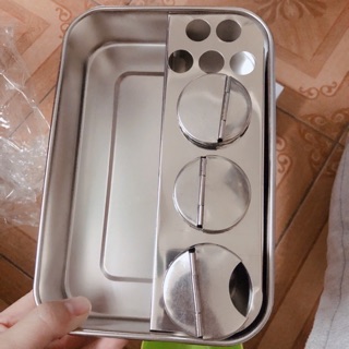 Khay inox y tế  3 cốc