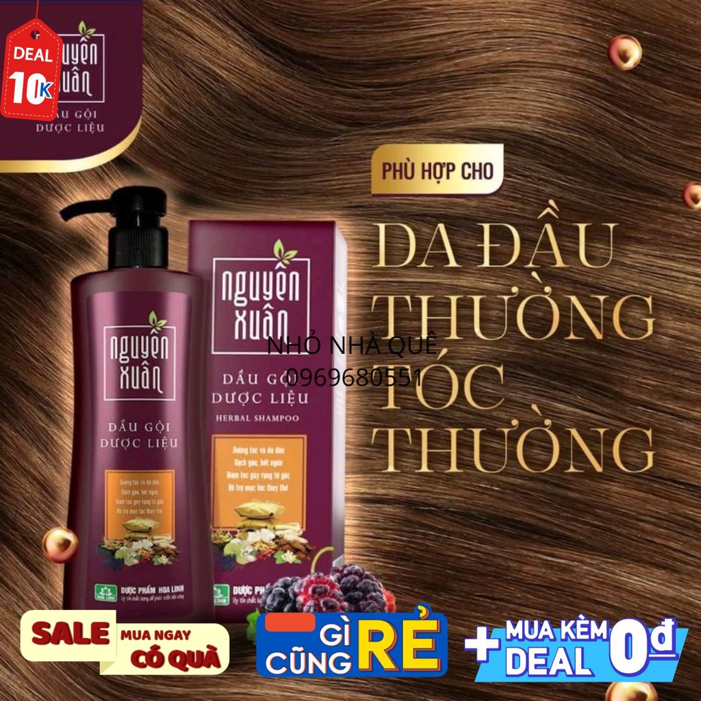 Dầu gội Dược liệu Nguyên Xuân nâu 200ml/ 250ml/ 350ml tặng 35ml (Dành cho tóc thường) #nhonhaque #tdf