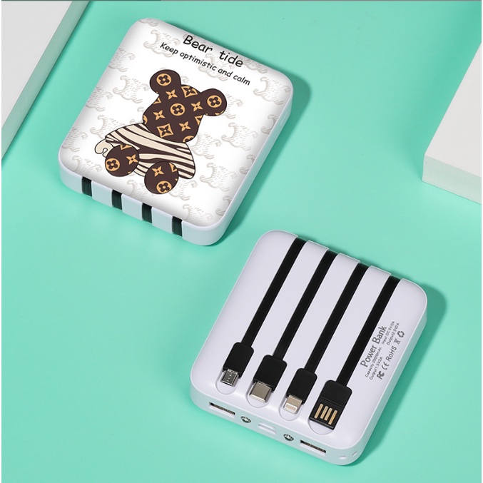 Sạc dự phòng họa tiết Gấu Brick Bear 20000mAh Sạc nhanh 2.1A Hỗ Trợ Sạc 4 Thiết Bị Cùng Lúc