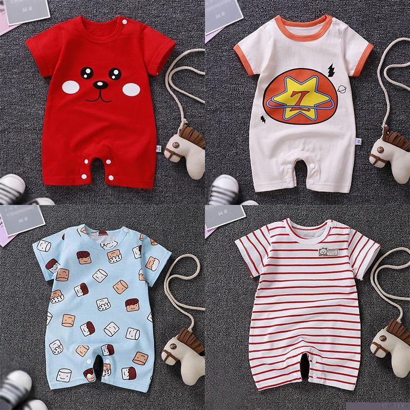 Bộ áo liền quần tay ngắn in hoạt hình dễ thương cho trẻ sơ sinh