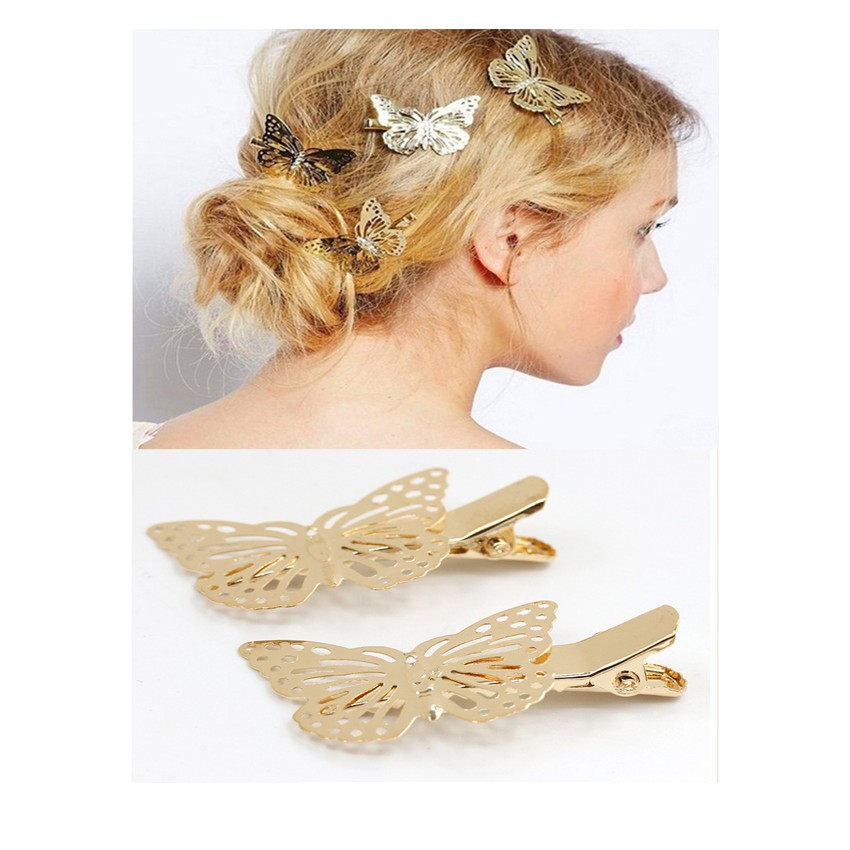 Kẹp tóc kim loại bướm vàng