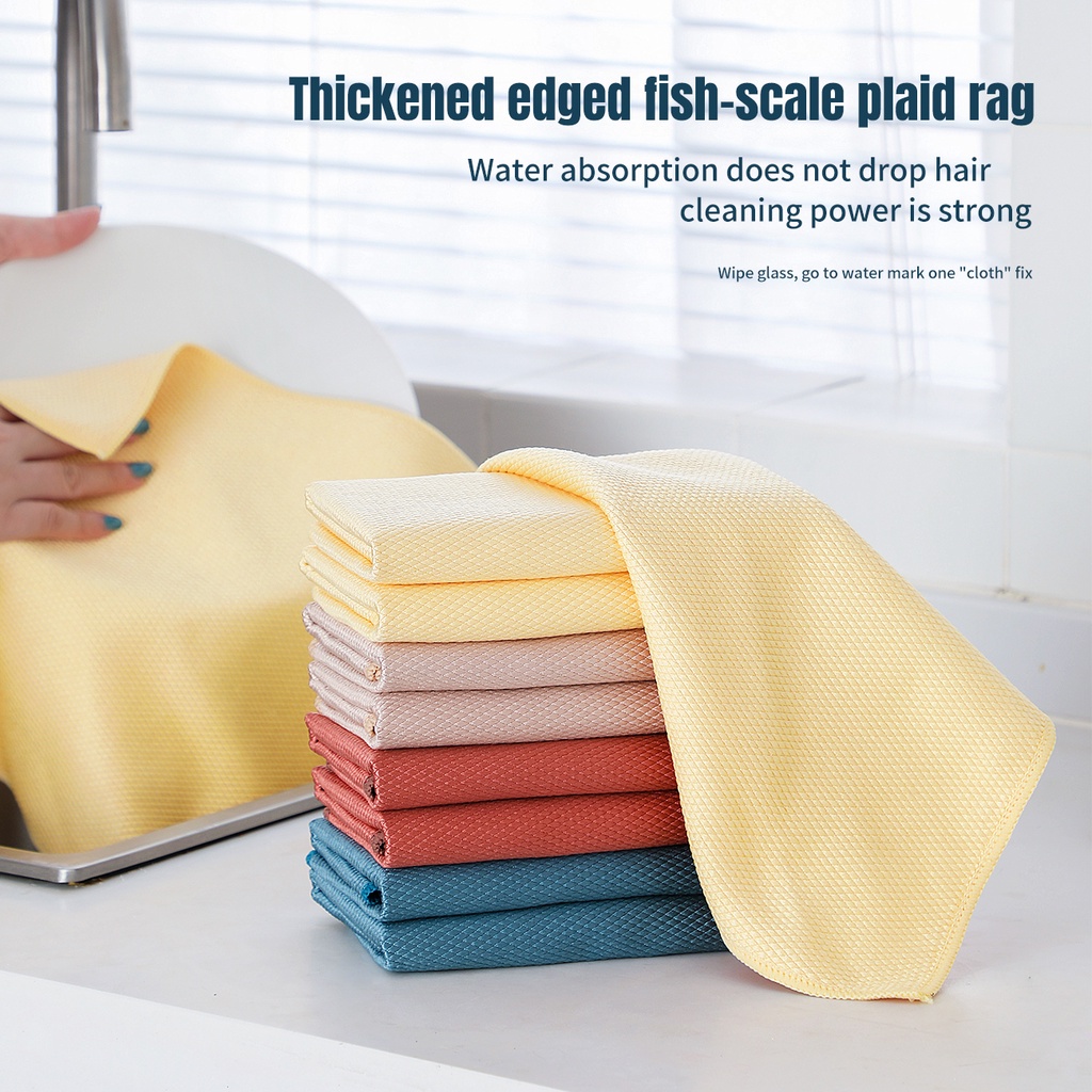 Khăn lau vệ sinh JUJIAJIA thiết kế dày dặn họa tiết sọc ca rô mau khô tiện lợi cho nhà bếp