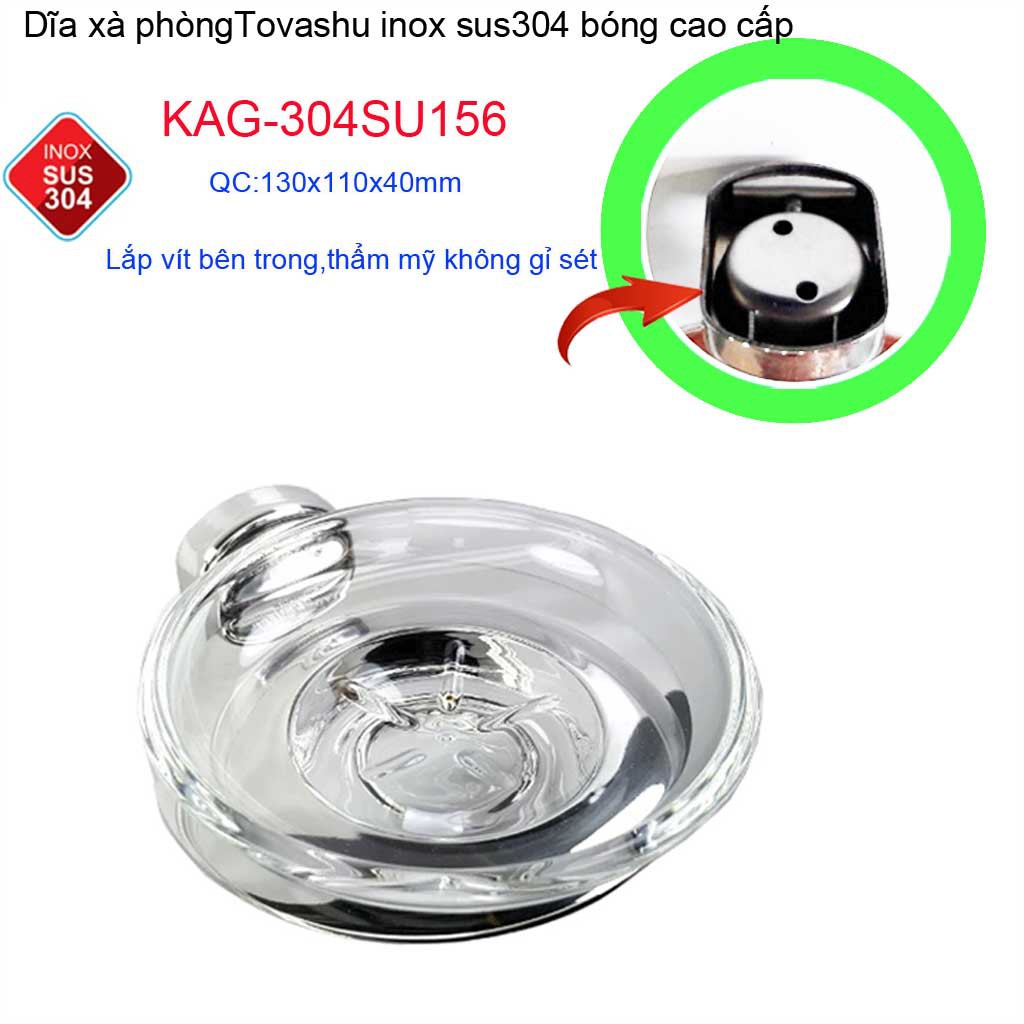 Dĩa đựng xà phòng Tovashu KAG-304SU156, Kệ xà phòng inox SUS304 Nhật Cao cấp