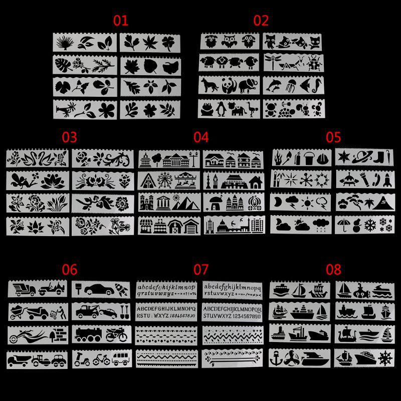 Set 8 Khuôn Vẽ Hình Dễ Thương