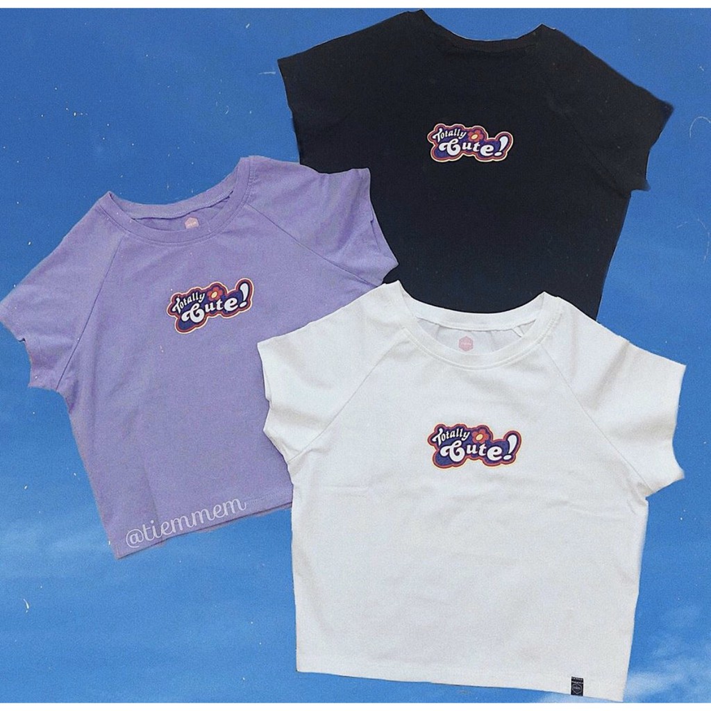 Áo thun lụa croptop cute xinh xinh