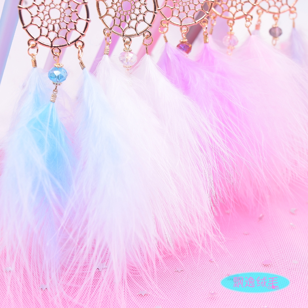 🌟🌟Bút Mực Gel Hình Dreamcatcher Phối Lông Vũ Màu Đen Xinh Xắn