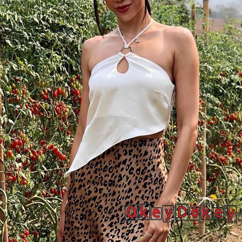 Áo croptop không tay hở lưng màu sắc đơn giản dành cho nữ