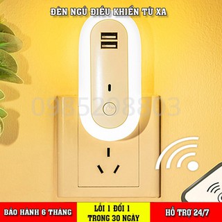 Đèn ngủ thông minh 10 cấp độ sáng - điều khiển từ xa tích hợp 2 cổng sạc nhanh điện thoại - có hẹn giờ tự động - DN01