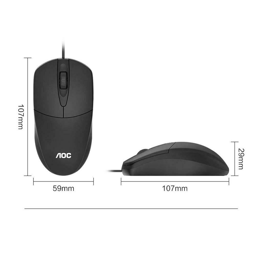 Chuột máy tính AOC MS121 có dây USB cảm biến quang học hiệu suất cao 1200 DPI với bề mặt mịn