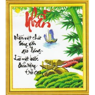 Tranh Thêu Chữ Thập Nhẫn Một Chút Sóng Yên Gió Lặng, Lùi Một Bước Biển Rộng Trời Cao 222871 (KHÁCH TỰ THÊU) 65X74CM