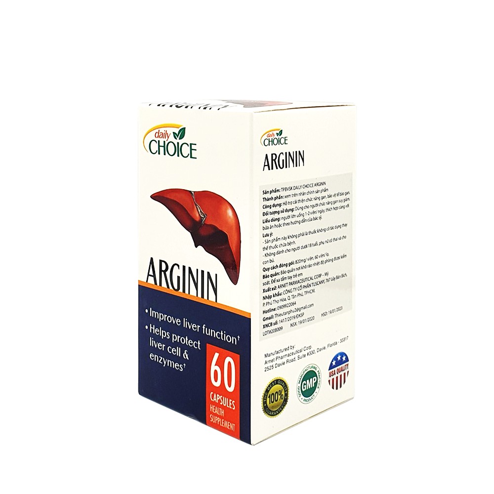 Thuốc bổ gan hỗ trợ tăng cường chức năng và bảo vệ gan Daily Choice Arginin [Hộp 60 viên]