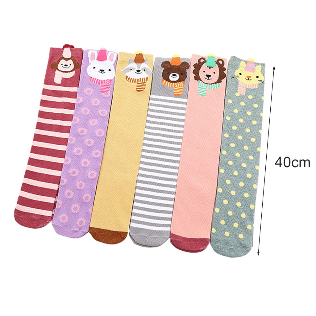 Vớ cotton dài tới gối in hình động vật dễ thương dành cho bé gái