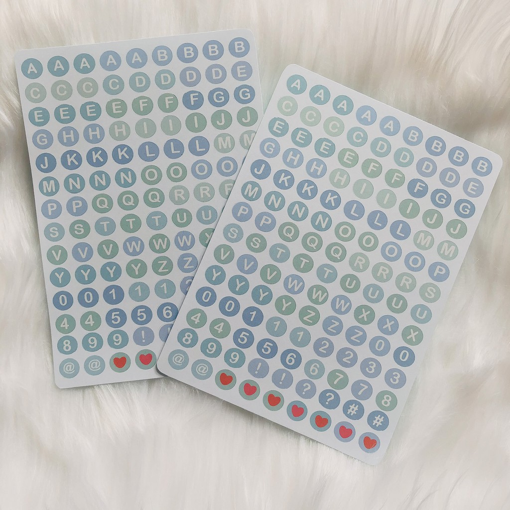 Sticker/decal dán bảng chữ cái và số, trang trí sổ,bullet journal/dán thiêp -tiemtaphoacona