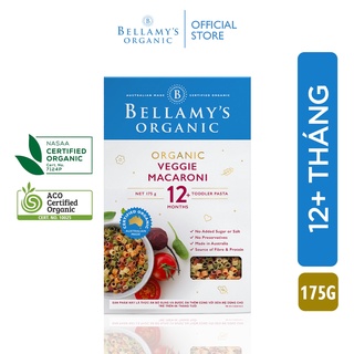 Nui Dinh Dưỡng Hữu Cơ Hình Ống Từ Lúa Mì Semolina và Rau Củ Bellamy's Organic - tặng thêm 1 gói