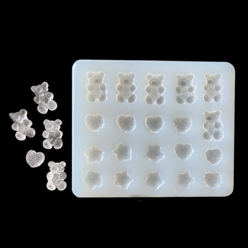 Khuôn silicone làm móc khóa kẹp tóc hình gấu nhỏ dễ thương