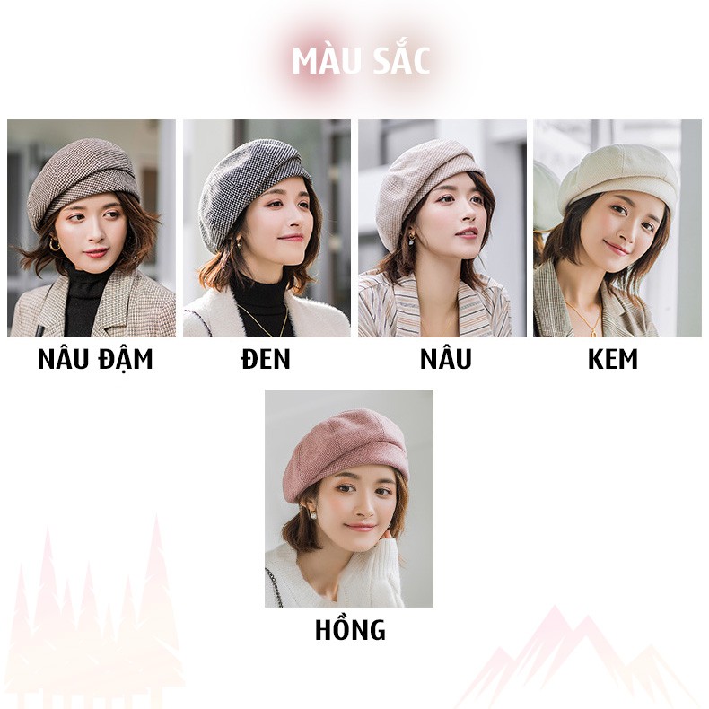 Mũ Nồi Baret Mũ Họa Sĩ Caro Retro Hàn P1979