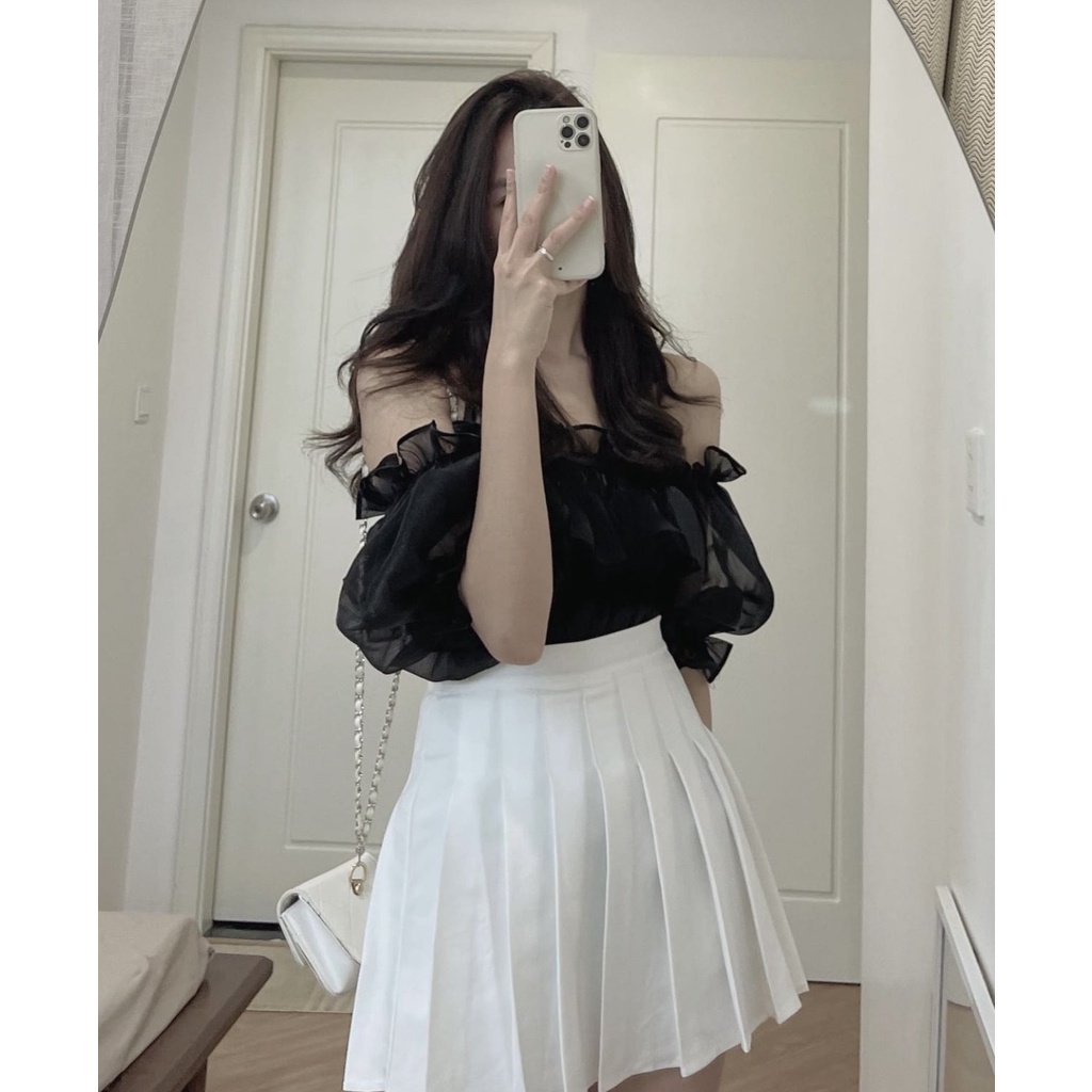 ÁO TRỄ VAI CHẤT ORGANZA CÓ CHUN XINH XẮN - TRỄ VAI ORGANZA