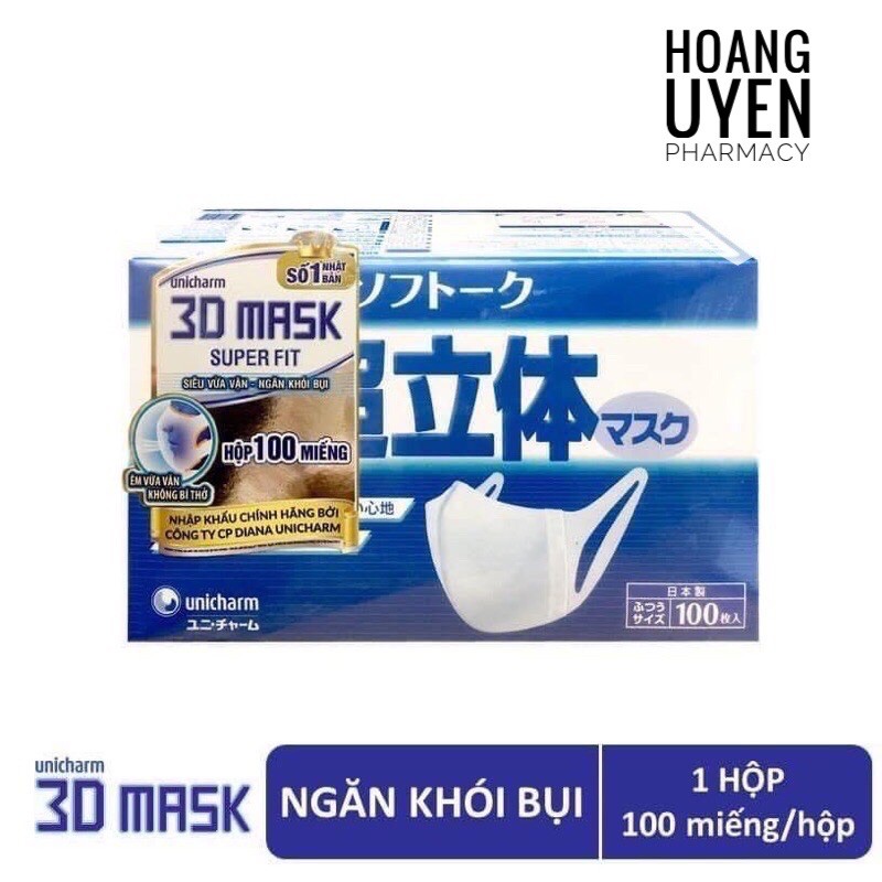 Khẩu trang 3D mask Unicharm super fit - Hộp 100 cái | BigBuy360 - bigbuy360.vn