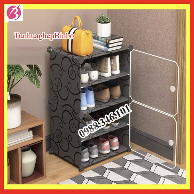 TỦ NHỰA LẮP GHÉP ĐỂ GIÀY 4 Ô (chia ô) TỦ NHỰA ĐỂ GIÀY DÉP THÔNG MÌNH TIỆN LỢI