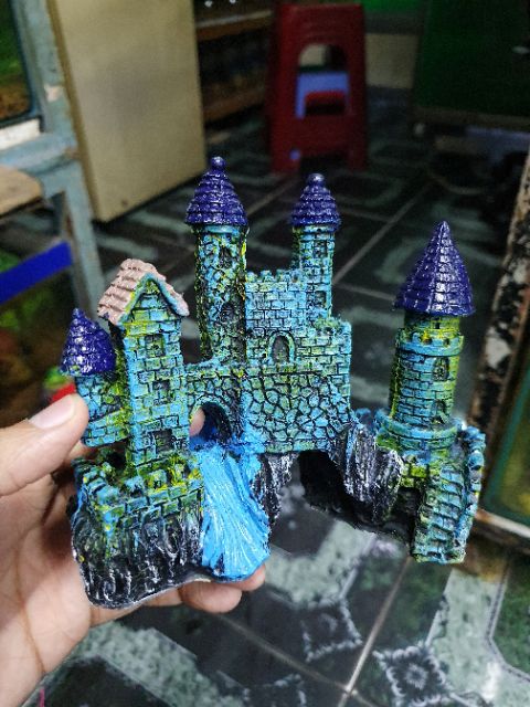 LÂU ĐÀI TRANG TRÍ HỒ CÁ NON BỘ 14x7x13cm MẪU 1