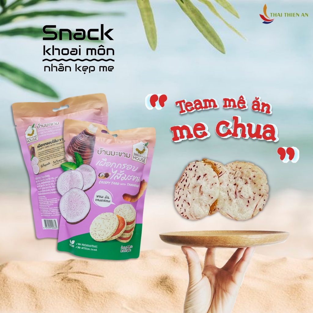 Snack khoai môn sấy giòn kẹp me chua Thái Lan 40gr - túi - trái cây sấy khô nhập khẩu