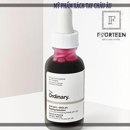 Serum The Ordinary AHA 30% + BHA 2%  Peeling Solution Tinh Chất Tẩy Tế Bào Chết Hóa Học Giúp Giảm Mụn - Mờ Thâm 30ml