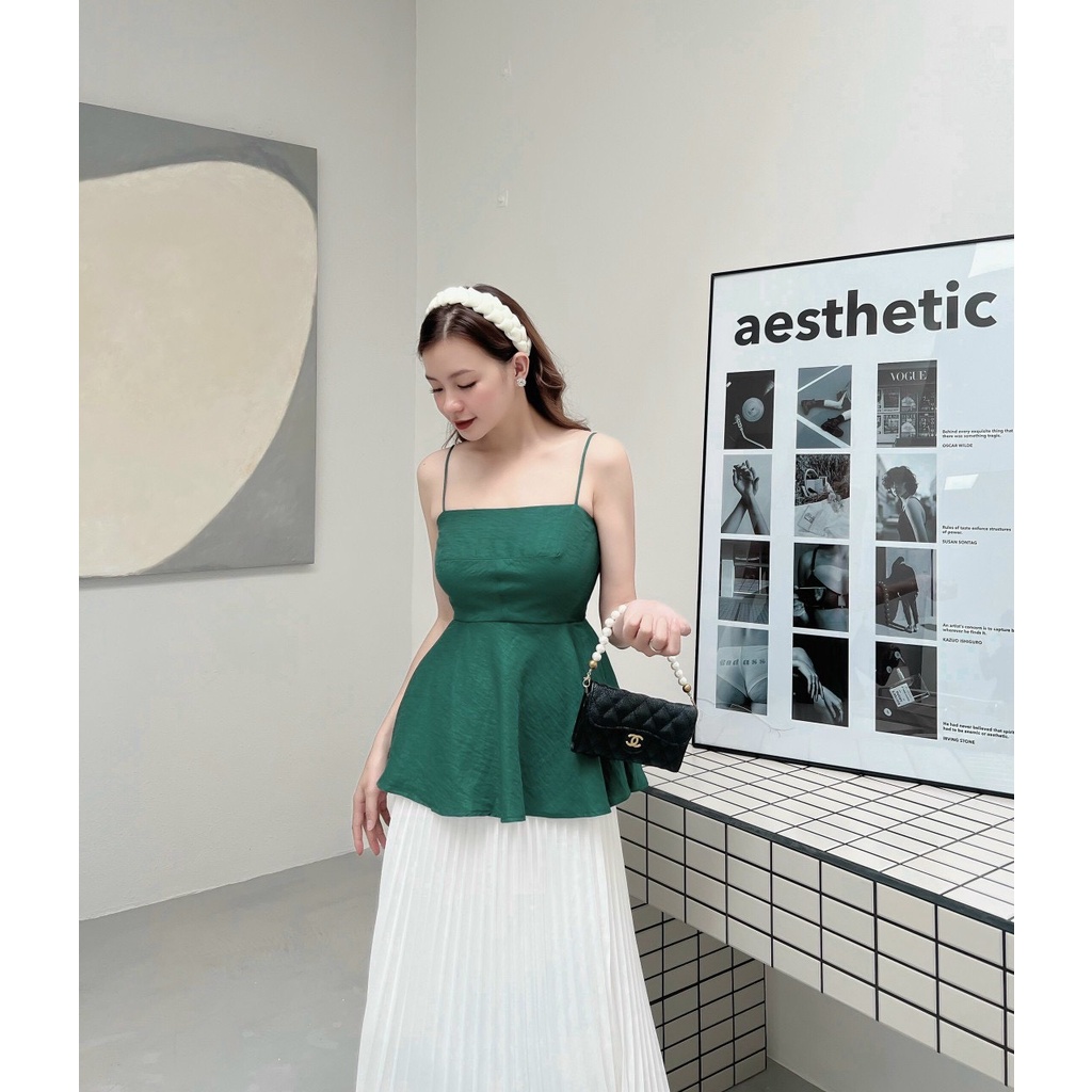 Áo hai dây nữ dáng xòe peplum NPAO022