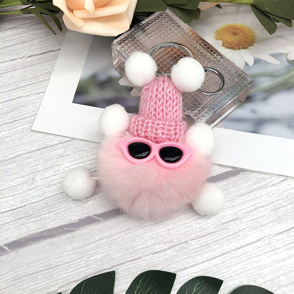 LANFY Móc Khóa Hình Búp Bê Thỏ Đeo Kính Mát Phối Lông Dễ Thương