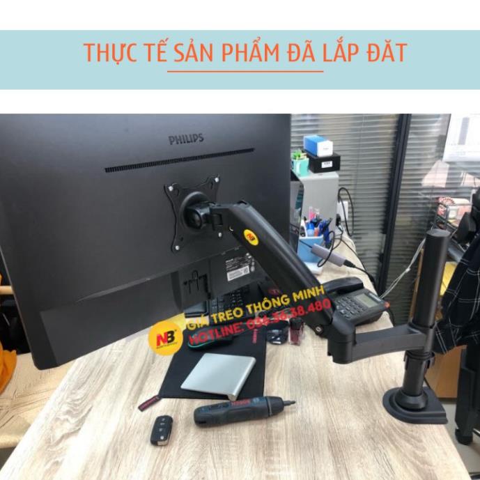 Giá Treo Màn Hình NB H80 17 - 27 Inch - Tay Treo Màn Hình Máy Tính Gắn Bàn Xoay 360 Độ